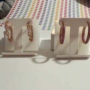 BOMB PARTY Simply Hoops **2 Pair Lot*** Rose Gold Hoops NEVER WORN